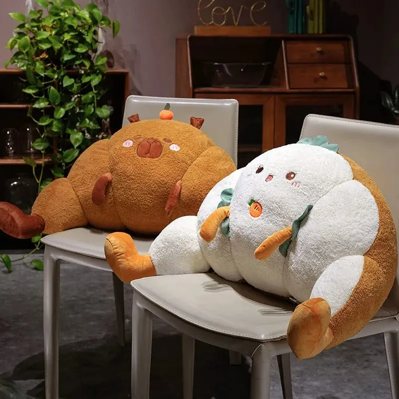 70cm Croissant Lumbar Support Pillow Cute Capybara Carrot Toast Soft Stuffed Plush Toy Sofa Cushion Chair Back Pillow Charm Gift — image 3