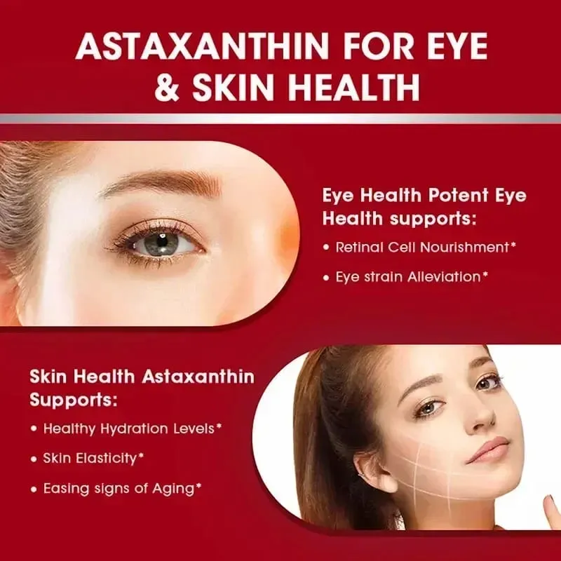 Astaxantina 24 Mg - Promove a saúde cardiovascular Acelera o metabolismo Mantém a saúde das articulações dos olhos e da pele Antioxidante