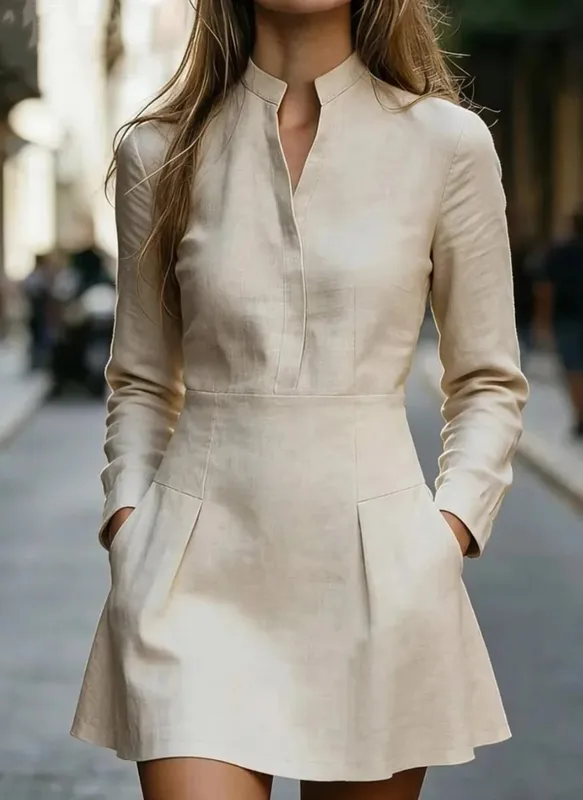 2026 Autumn Spring New Women's Mini Dresses Elegant Deep V-Neck Dress Temperament Commuting Female Fashion Slimming Dress — image 8