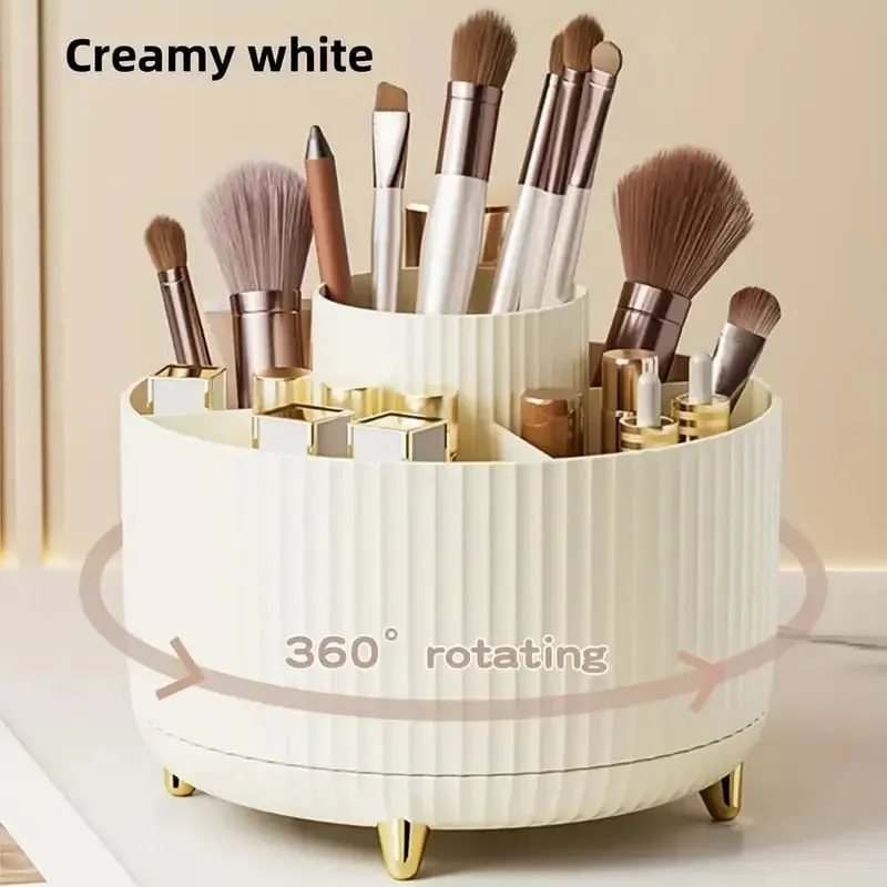 Suporte giratório 360 ° para pincéis de maquiagem, 5 espaços, organizador, mesa multifuncional, armazenamento de cosméticos para banheiro de mesa