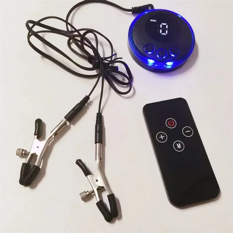 Remote Control Electric Shock Metal Nipples Clamps Breast Stimulation Massage Klitoris Labia Clips Mga Pang-adultong Laruan para sa Mga Babaeng Lalaki — image 5
