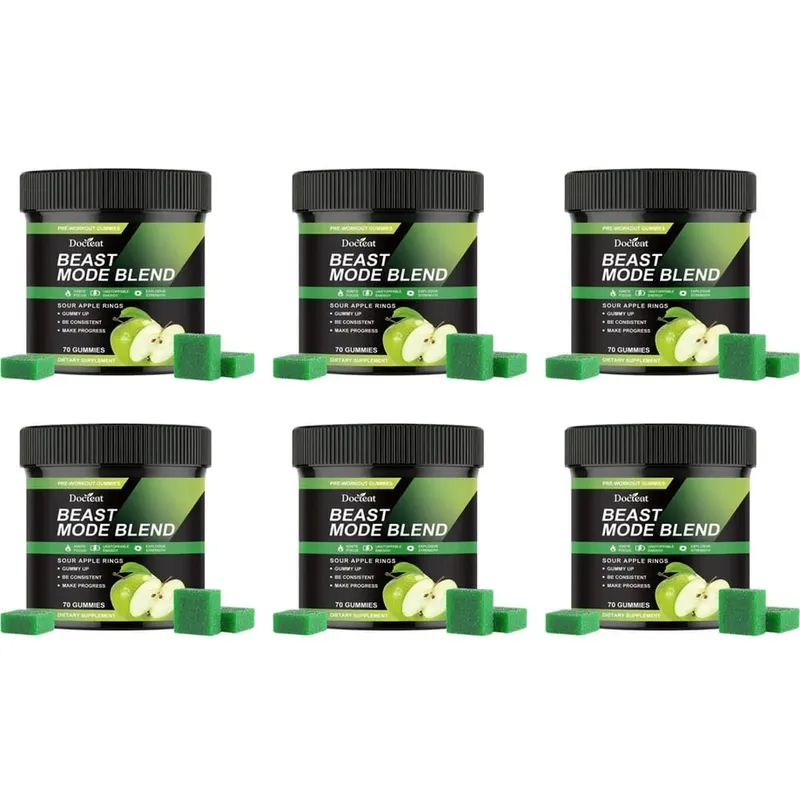 Docteat Beast Mode Blend Pré-entraînement Gummies Concentration énergétique et soutien à l'endurance pour l'entraînement en force et les journées de gym actives 70 pièces — image 12