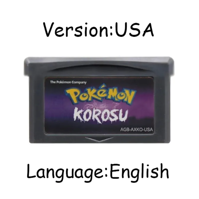 GBA Pokemon Game Cartridge 32-bitars videospelskonsolkort AshGray Liquid Crystal Light Platinum Moemon Emerald Engelska språket