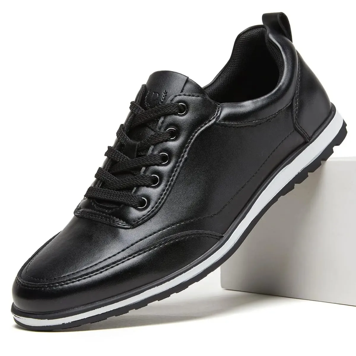 Desai Men's 2026 Autumn PU Leather Running Shoes Lace-up Non-slip Thick Sole Lightweight Walking Men's Sneakers And Casual Shoes — image 1