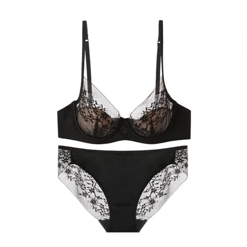 Kanten en satijnen lingerieset in Franse stijl Verzamelde verstelbare bandjes BH en dunne vulling Zachte draad ComfortOndergoed voor moslimmeisjes — image 7
