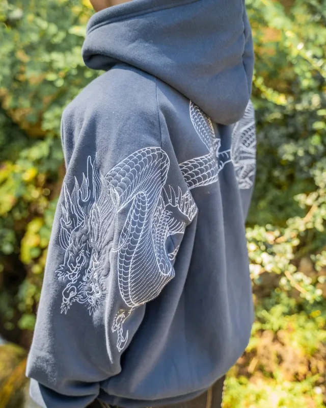 Men Dragon Embroidered Hoodie Japanese Sukajan Style Fleece Lined Pullover Hooded Sweatshirt Loose Casual Streetwear Tops New — image 28