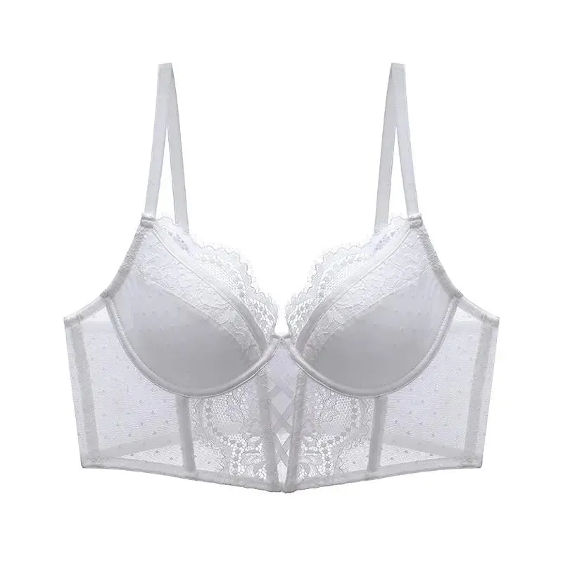Set Lingerie Renda Push Up untuk Wanita Kamisol Tipis dengan Bra Berkawat Lembut Teddy Tulang Ikan Pakaian Bulan Madu Pengantin Seksi S-XL — image 8