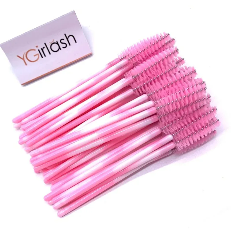YGirlash 50 יחידות Lash Swans מוליך ריסים קריסטל ידית יהלום חד פעמית שרביטי מסקרה ניילון מברשת כלים קוסמטיים