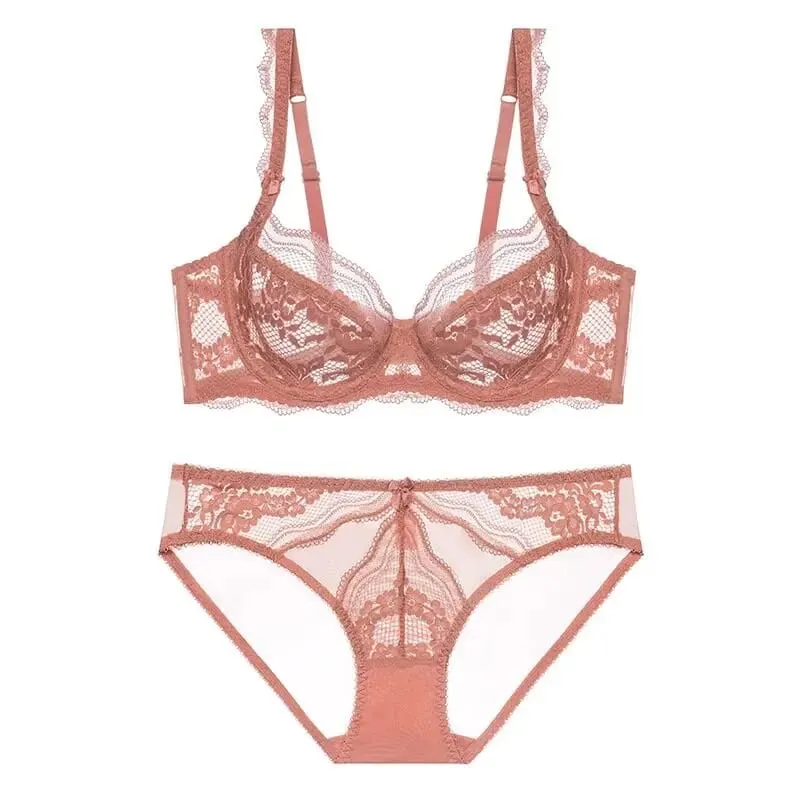 New Arrival Women Ultra Thin Victorian Lace Push Up Set Soft Underwire Gather Lift Unpadded Comfort Breathable Lingerie Set — image 2