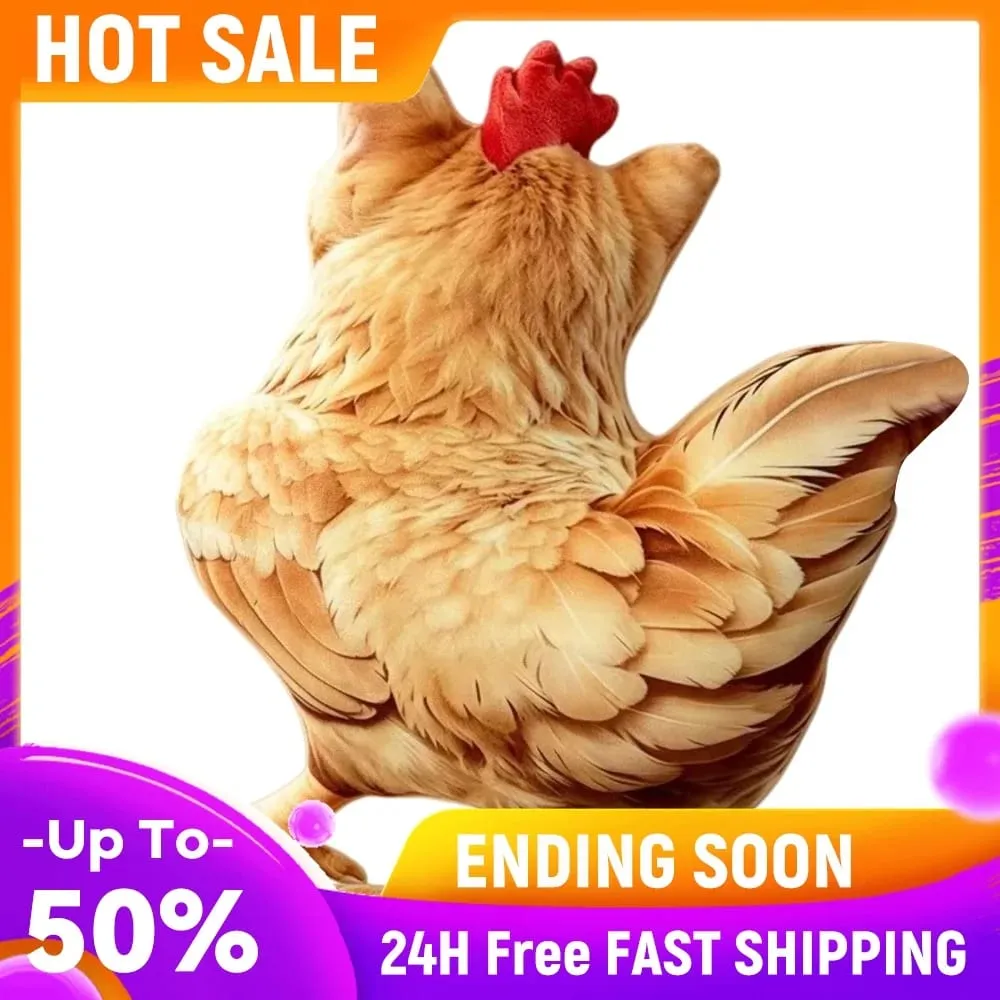 Chat poulet drôle nouveauté doux en peluche oreiller mignon Animal en peluche canapé coussin 3D Orange Tabby chaton poupée