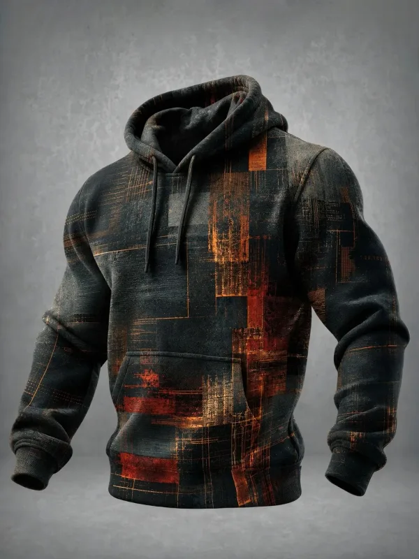 Unisex 3D Printed Hoodie Vintage Rust Texture Block Pullover Long Sleeve Kangaroo Pocket Street Casual Sweatshirt — image 4