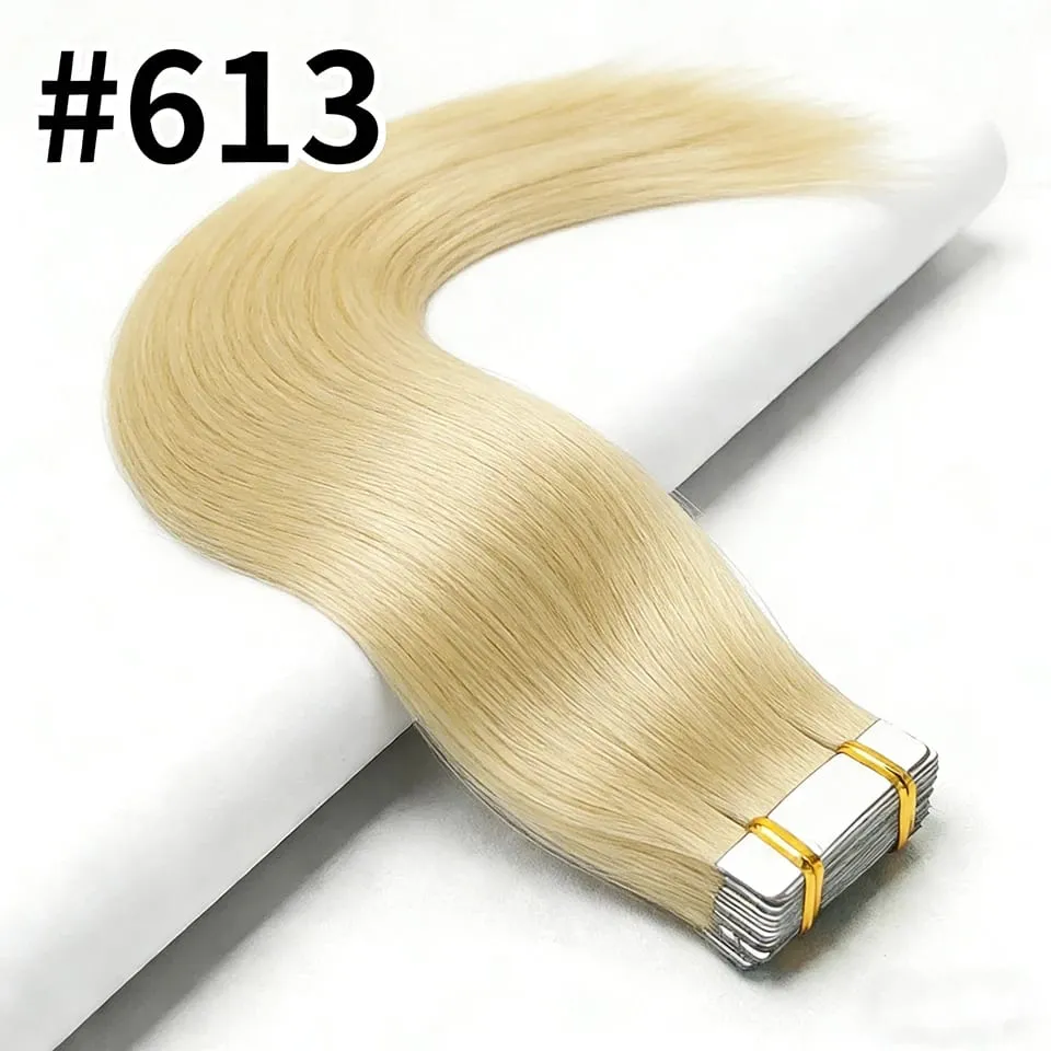 Straight Tape In Hair Extensions 100% Real Remy Human Hair Skin Weft Salon Quality For Woman 50G Tape Ins Human Hair Extension