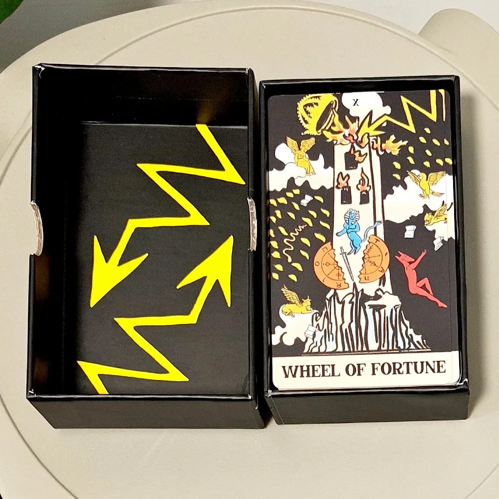 Dek Tarot Pengambilalihan Menara 12*7Cm dalam Kotak Kaku Set Tarot 79 Kartu Unik untuk Transformasi & Pembebasan Timbul Ganda — image 2