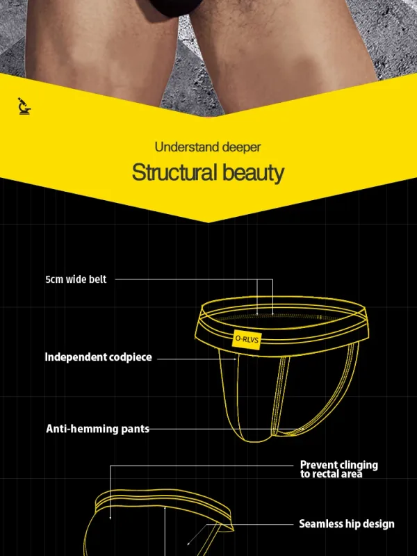 Slips für Männer, nahtlos, Hip-Design, Herren-Unterwäsche, supergroß, breit, 5 cm, elastisches Band, unabhängige Codpiece, kurze Hosen für Jungen — image 8