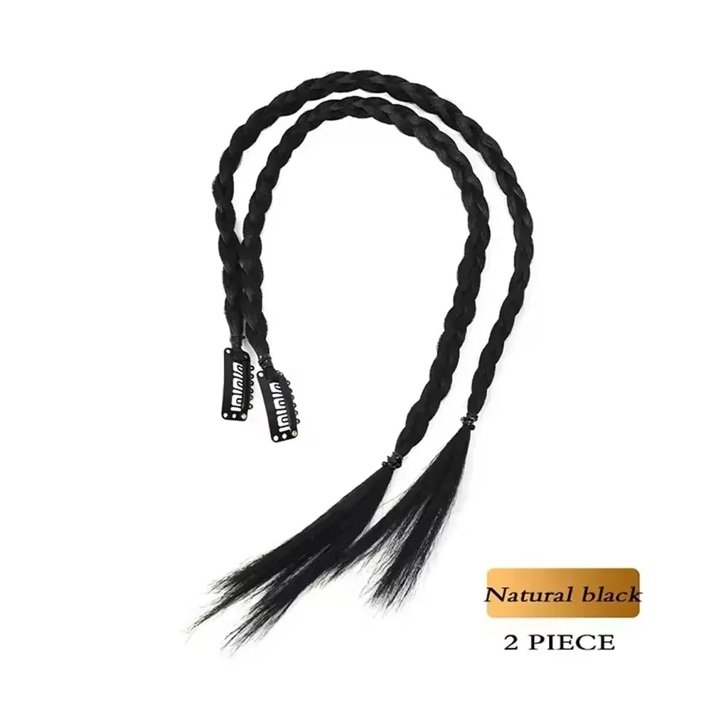 Synthetic 2pcs Braid Wig With Strong BB Clip Y2k Spice Girl Boxing Braid Ponytail Lightweight Box Braid Ponytail Piece for Women