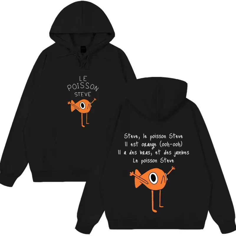 2025 Funny Fish Le Poisson Steve T Shirt Memes Cartoon Print Hoodies Spring Winter Style Fleece Hoodies Funny Couple Streetwears — image 1