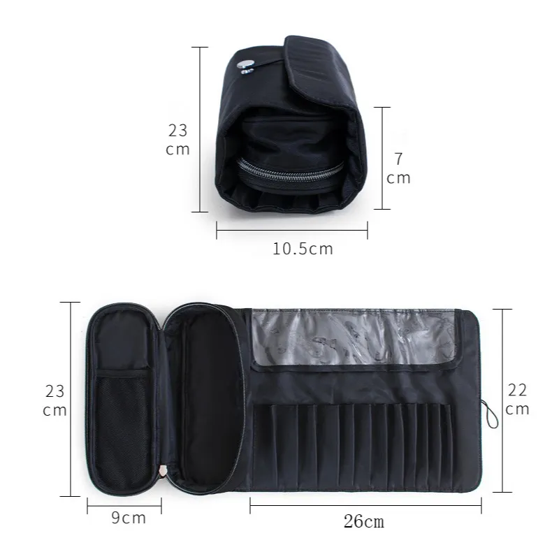 Make-up-Tasche für Damen, Kosmetikpinsel-Tasche, Reise-Organizer, Make-up-Pinsel, Faltwerkzeuge, Rolltaschen, wasserdichter Nylon-Make-up-Koffer — image 3