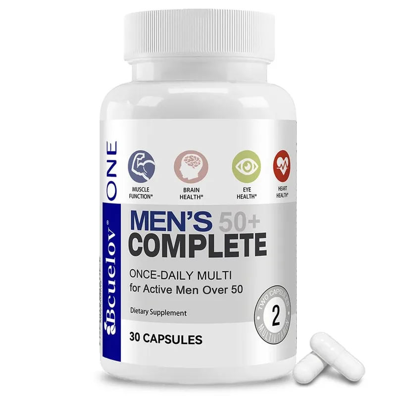 Fórmula super multivitamínica diária masculina de alta potência para mais de 50 anos para o cérebro, olhos e saúde do coração Vitaminas A C D E K B1 a B12 sem glúten