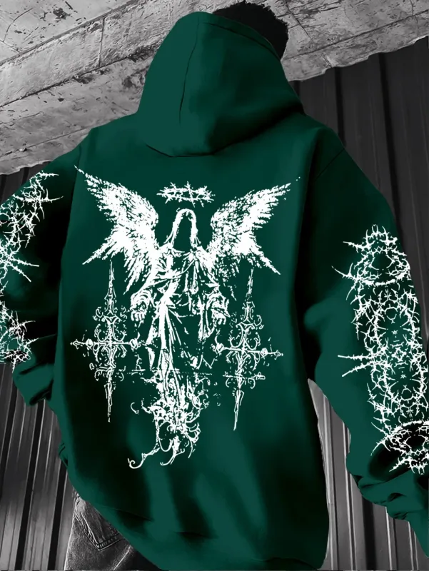Gotische stijl engelenprint hoodies heren dames buiten straat casual sport trend hiphop paar herfst winter sweatshirt met lange mouwen — image 12