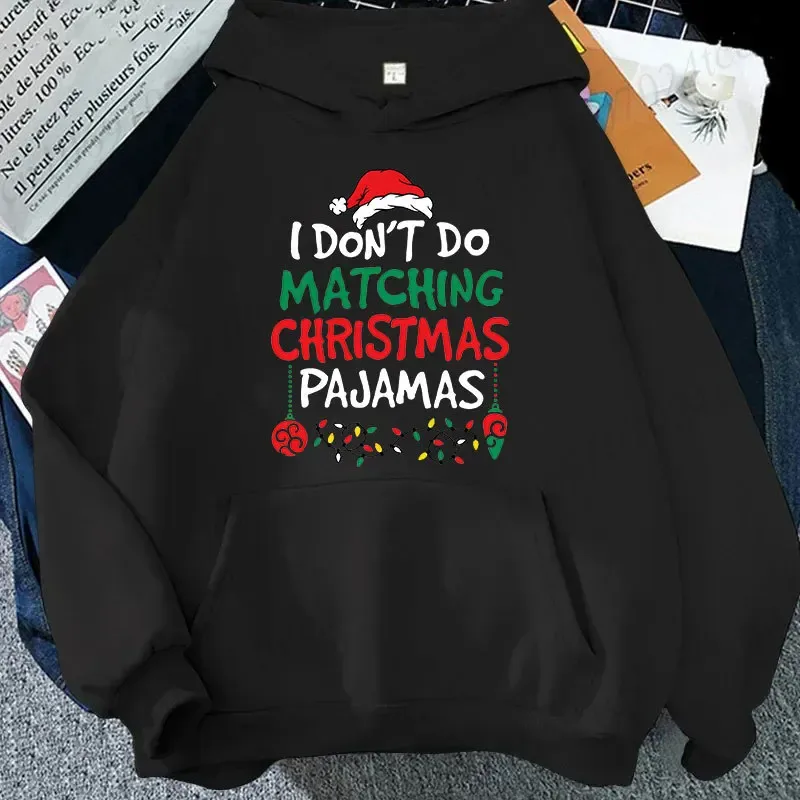 Christmas Couple Matching Hoodies Set I Don't Do Matching Christmas Outfits Santa Hat Print Hoodies Funny Family Xmas Party Gift — image 8
