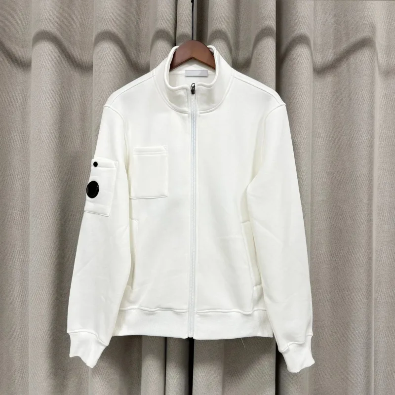 Lente nieuwe stijl casual pure kleur opstaande kraag jas heren lange mouw ritssluiting comfortabel katoenen sweatshirt — image 5