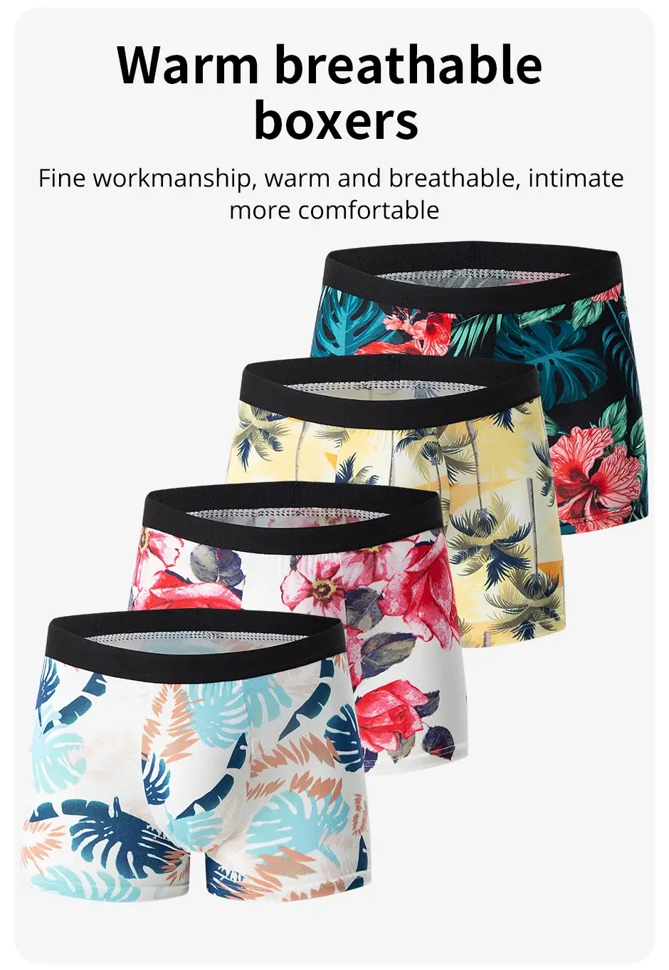 4-Piece Men'S Fashionable At Charming Flower Underwear Komportable At Breathable Crotch Boxers Mga Teenager Plus Size Underwear. 3256807037417234 — image 7