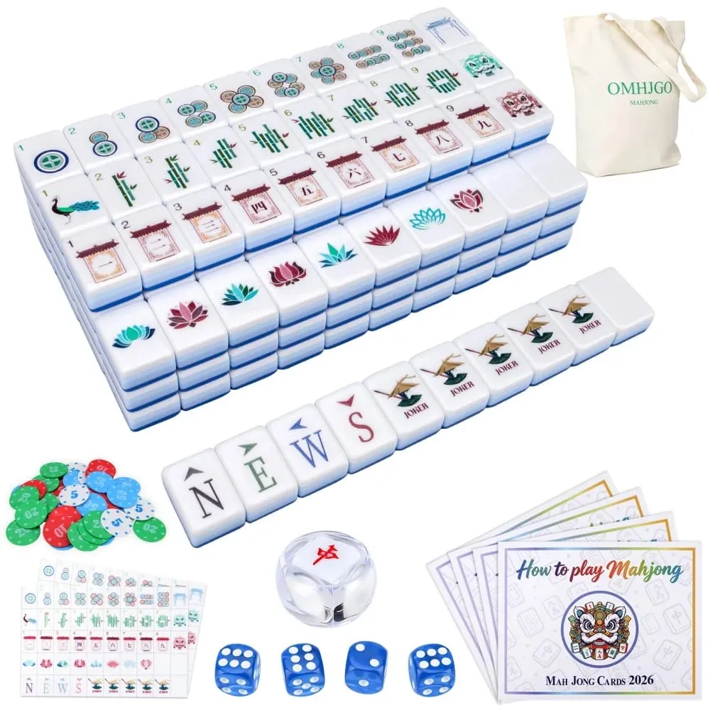 US Stock Sky Blue Engraved Mahjong Tiles Luxury Acrylic American Mahjong Set Travel Mah Jongg Sets for Adults Board Games Gifts — image 3