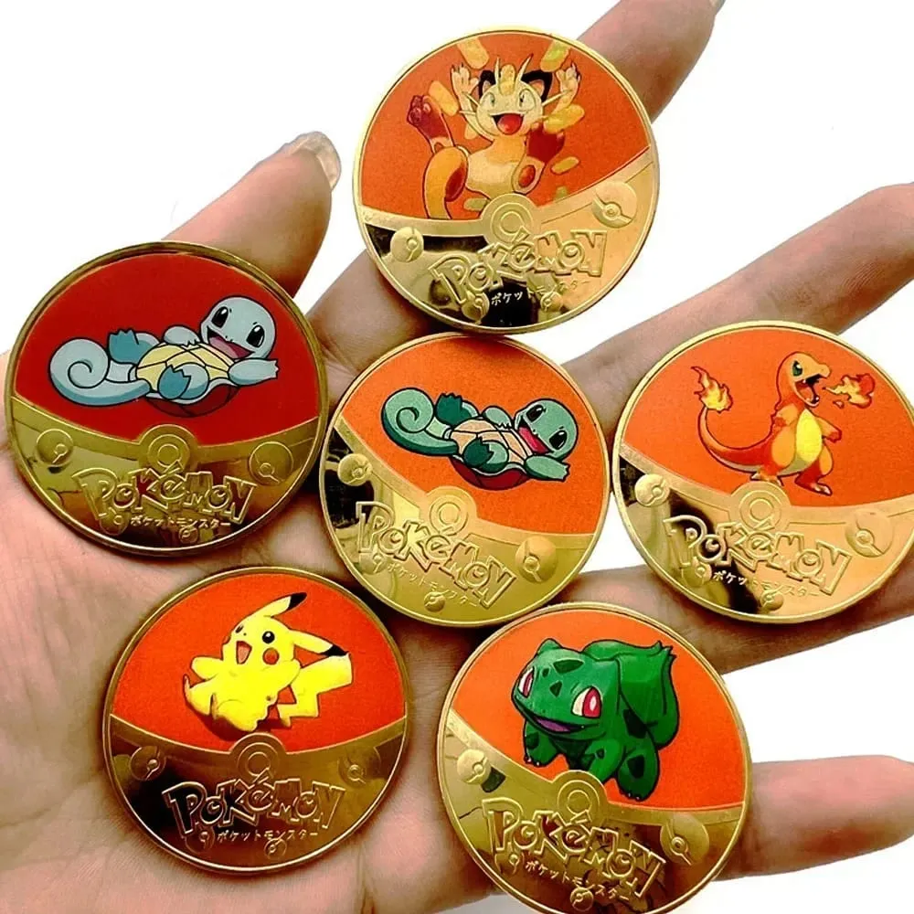 Pokemon złote monety Pikachu Anime pamiątkowa moneta Charizard złota okrągła metalowa moneta zabawki — image 4