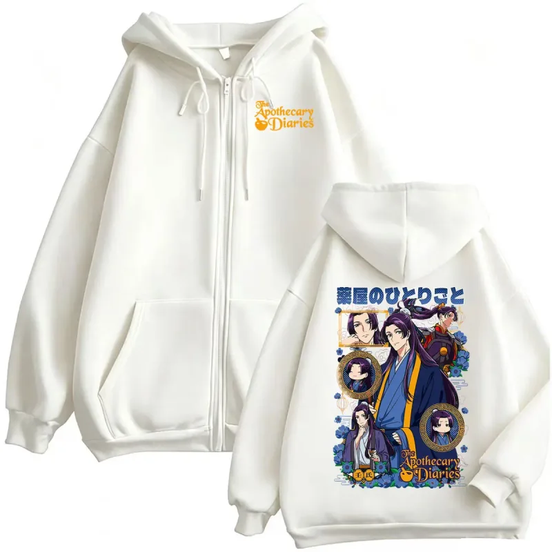 Anime The Apothecary Diaries Jinshi and Maomao Manga Zip Up Hoodies Men Women Vintage Fashion Cute Kawaii Sweatshirt Jacket Coat