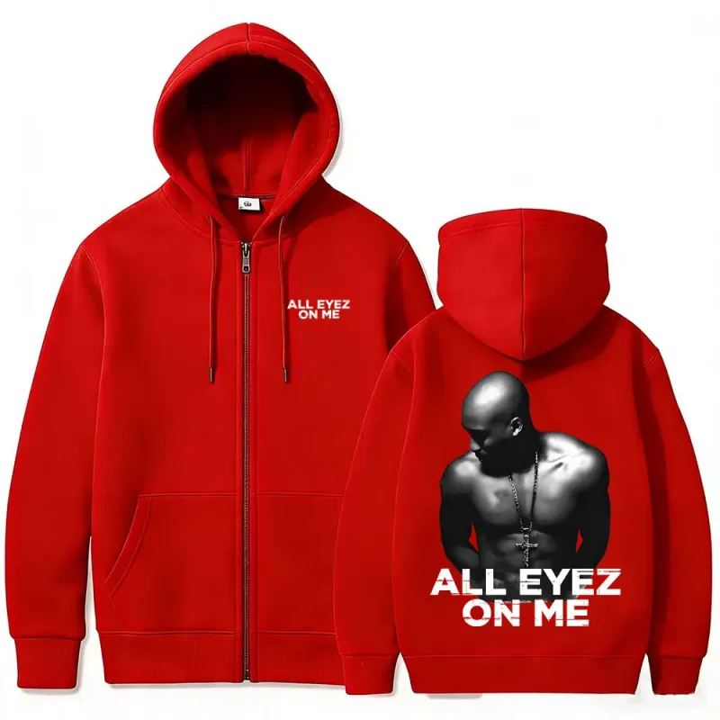 Рэпер Тупак 2pac All Eyez on Me Толстовка на молнии с крестом для мужчин и женщин в стиле хип-хоп модные толстовки на молнии Мужская повседневная уличная одежда большого размера — image 4