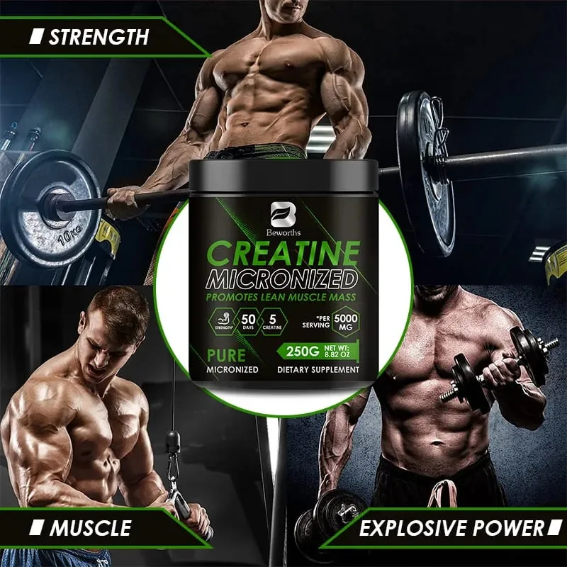 Beworths Creatine Monohydrate Powder 5000 mg pro předtréninkové budování svalů Buněčná energie Imunita mozku pro posilovnu — image 4