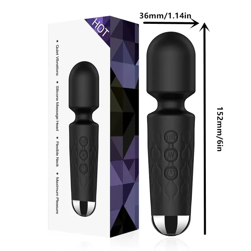 20 Kelajuan Kuat Tongkat Sihir Perangsang Kelentit G-Spot Massager Mainan Seks Mudah Alih Boleh Dicas semula untuk Wanita — image 5