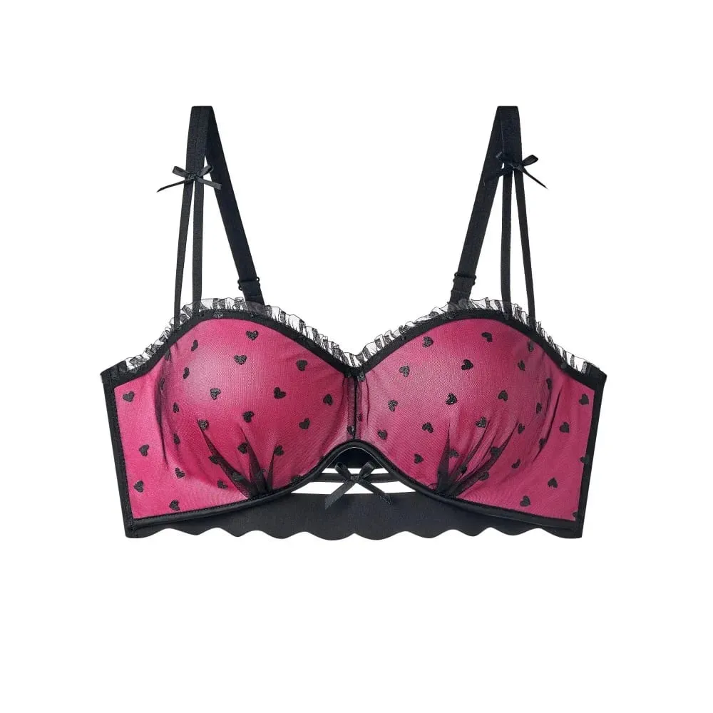 ผู้หญิง 2026 ใหม่ Pure Desire ลูกไม้ฝรั่งเศสครึ่งถ้วย Bra หน้าอกขนาดเล็ก Push Up Anti Sag Comfort สวมใส่ทุกวันสุภาพสตรีชุดชั้นใน Brassiere — image 1