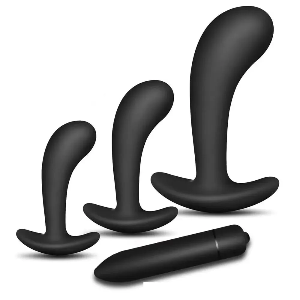 3 Silicone Anal Plugs Training Set Bullet Dildo Vibrator Anal Sex Toys Para sa Babae Lalaki Prostate Massager Butt Plug Gay Sex Toys — image 1