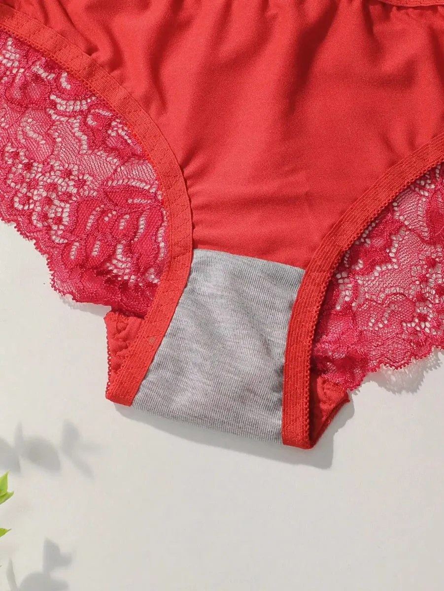 Red Lace Sexy Lingerie Set For Women's Gathering Push Up Underwear For Women's Flower Underwear Set A2155 — image 5