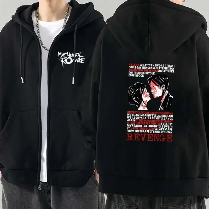 Men Fashion Hoodies Jacket Coats My Chemical Romance Mcr Dead Zipper Hoodie Top Loose Black Parade Punk Emo Zip Up Sweatshirt — image 5