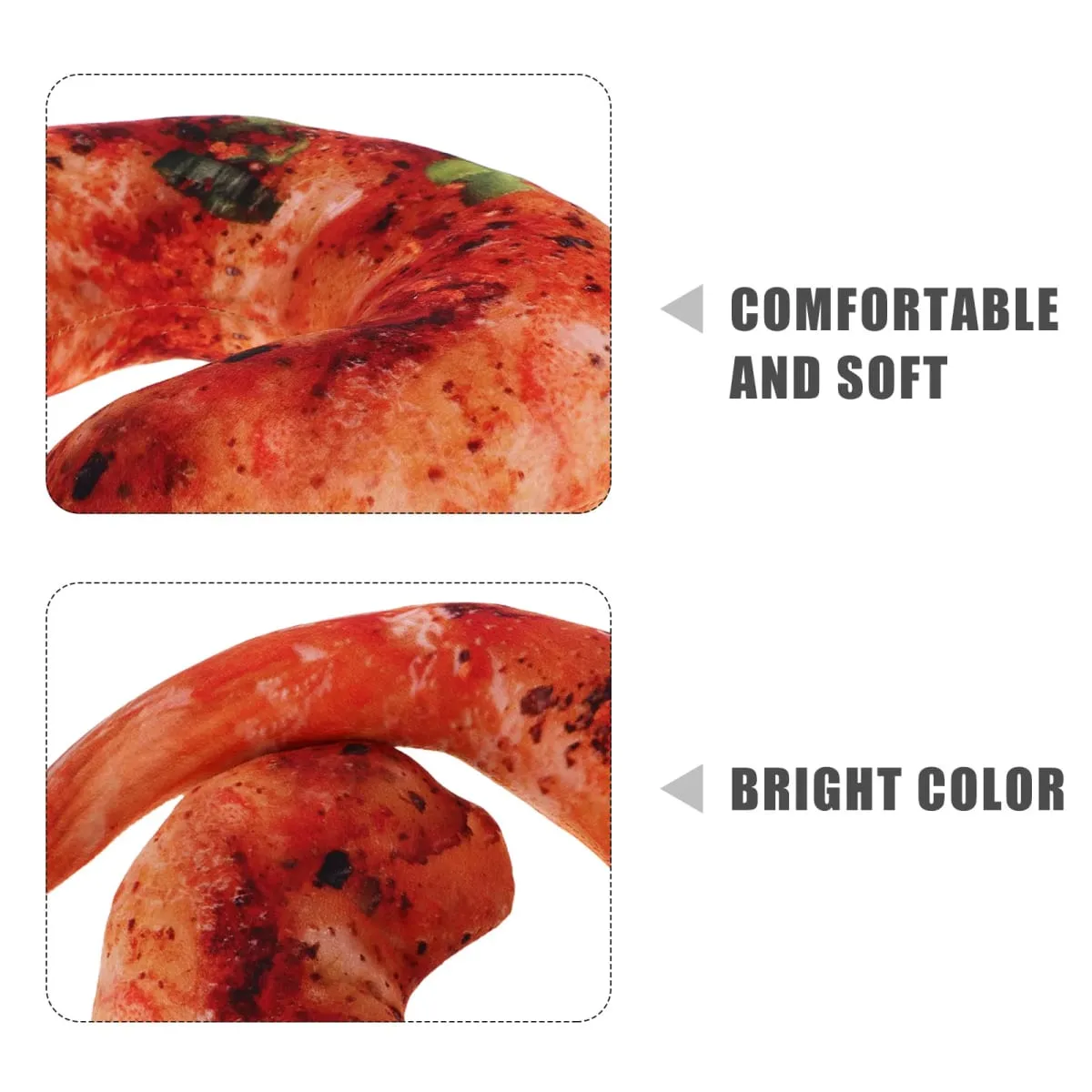 Grilled Shrimp Neck Pillow Realistic Cooked Shrimp Design Soft Hugging Cushion for Travel Home Decor Food Themed Room Novelty