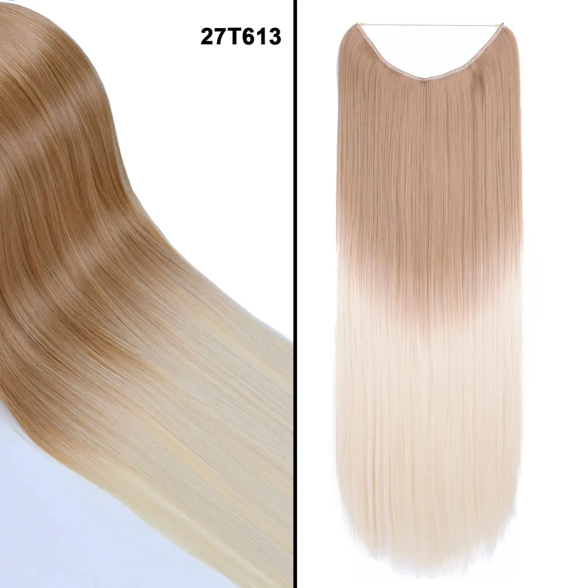 Jeedou Wavy Hair Extension Elasticity Invisible Wire Fish Line One Piece No Clips Synthetic Hairpieces Ombre Color For Ladies — image 25