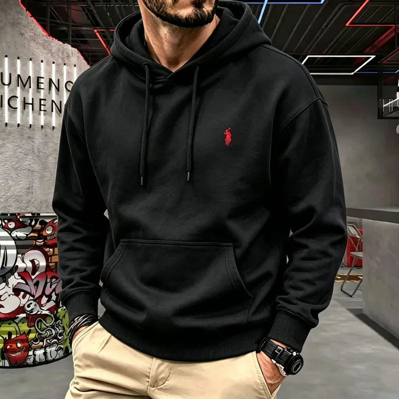 High-end men's hooded long-sleeved 2026 autumn-winter luxurious fashionable horse embroidery golf top casual hoodie men clothing