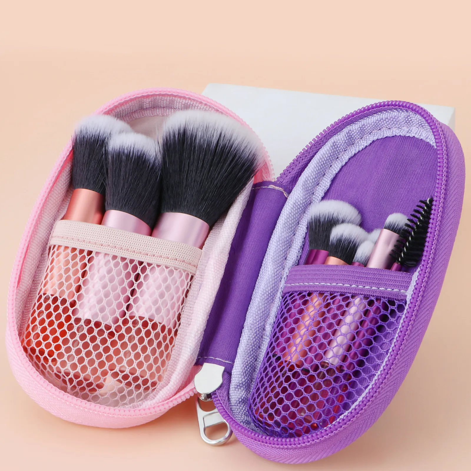 10 Pink Mini Makeup Brush Travel Portable Makeup Tool Makeup Puff - Palm Brush Professional Makeup Tool Set — image 6