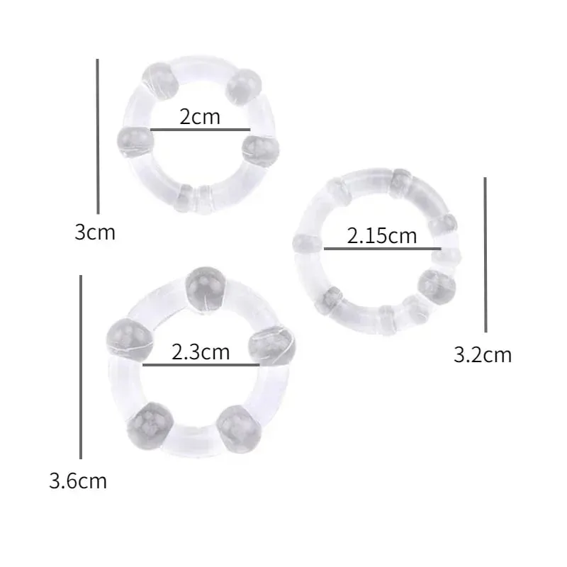 3pcs Stretchy Stay Hard Beaded Cock Ring Delay Ejaculation Trainer Scrotal Binding Ball Stretcher Silicone Cockring Men Sex Toys