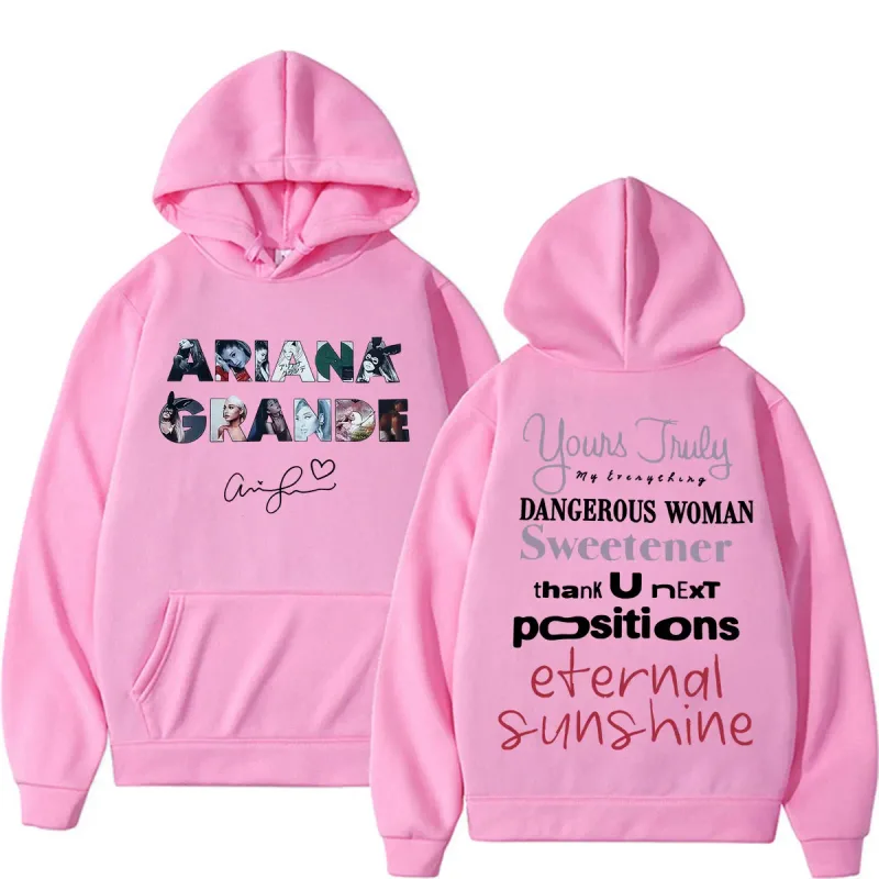 Singer Ariana Grande Album Tour Graphic Hoodies Men Women Fashion Classic Vintage Sweatshirts Autumn/Winter Casual Fleece Hoodie