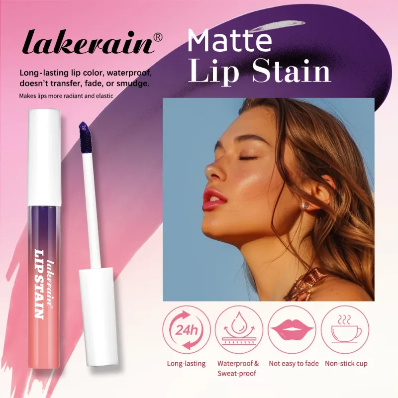 Lakerain conjunto de brilho labial casca e bastão rosa brilho labial resistente à transferência de longa duração à prova d'água brilho labial natural para mulheres — image 3