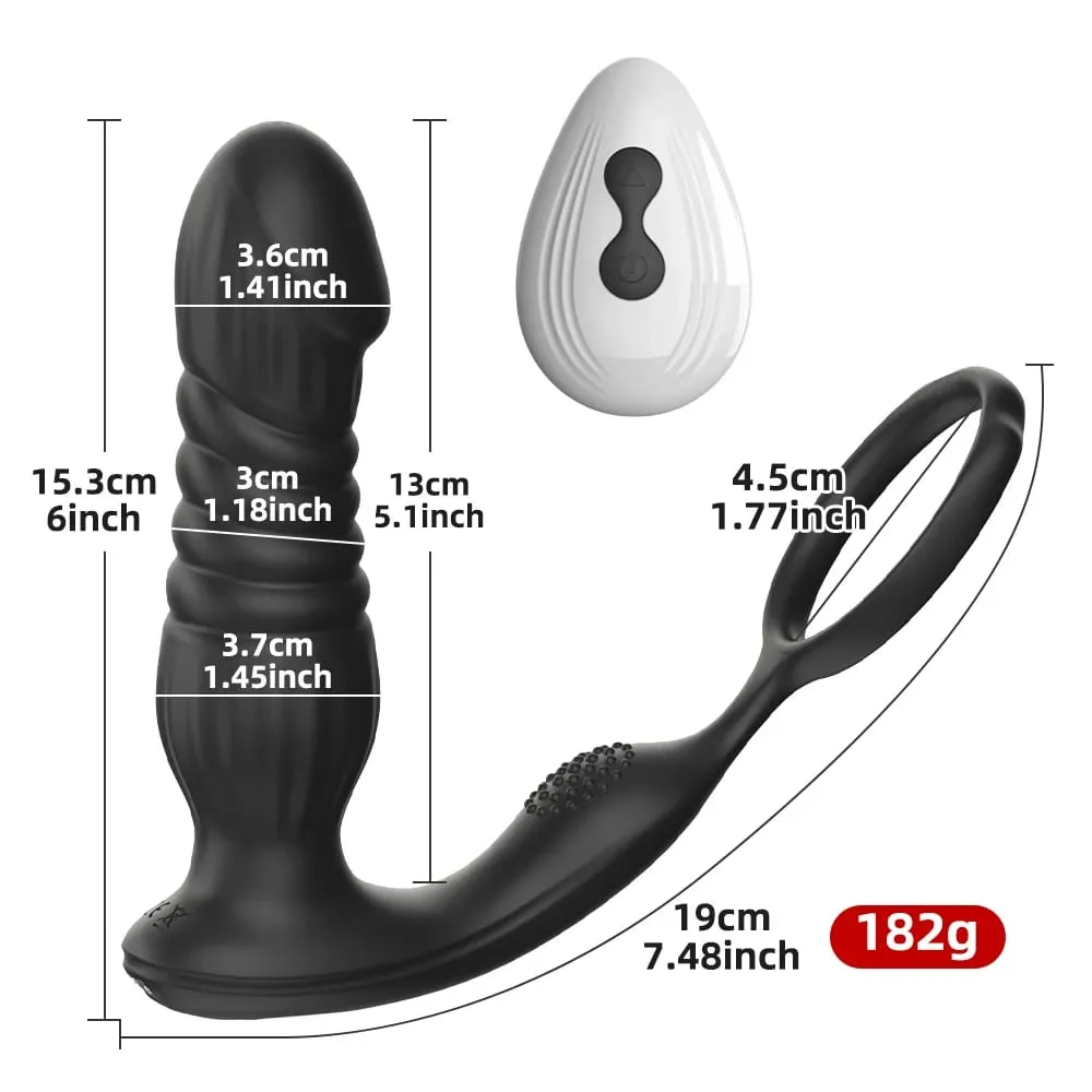 Pagtulak ng Anal Vibrator na may Cock Ring Prostate Massager Anal Plug Vibrator Remote Control Butt Plug Sex Toy para sa mga Lalaki at Mag-asawa — image 5