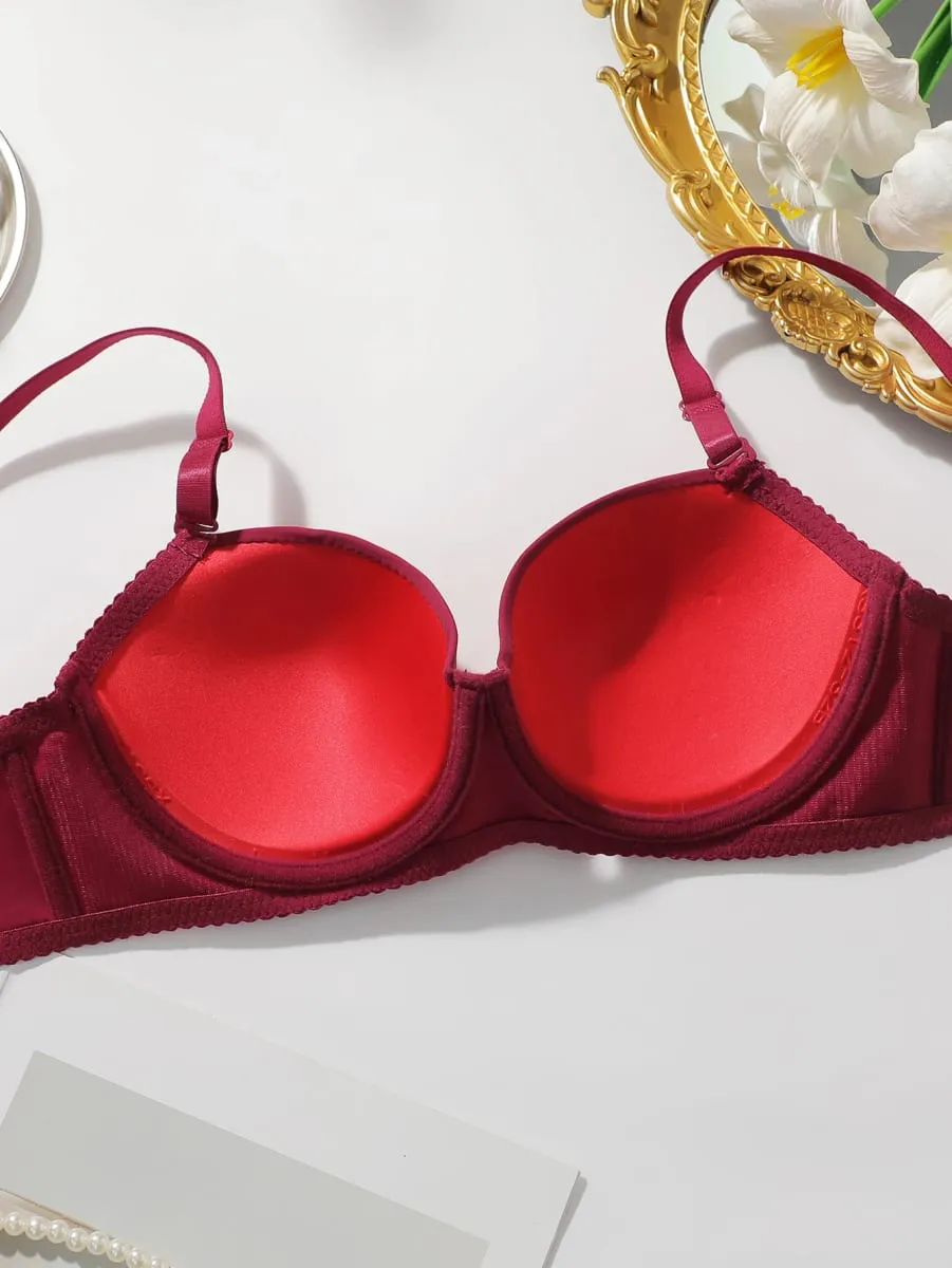 2 Pek Set Bra Empuk Berdawai Bertali Wanita Bra T-Shirt Tekan Ke Atas Pejal dengan Seluar Dalam Padanan Seksi & Selesa Pakaian Dalam Setiap Hari — image 4