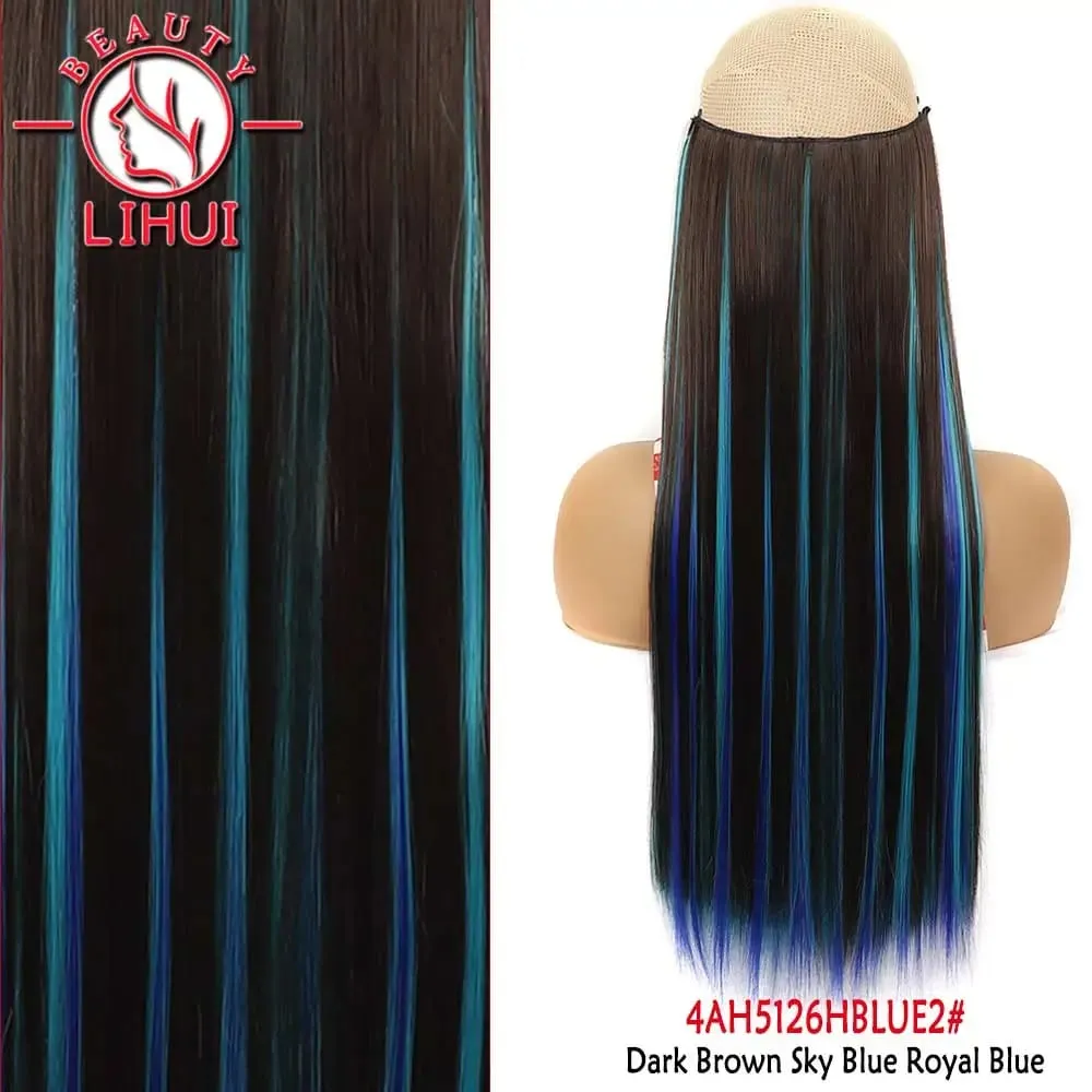 Synthetic Natural Synthetic Hair Extensions 5 Clip In Artificial Fake Ombre Blonde Brown Black Pink Straight False Hair Piece