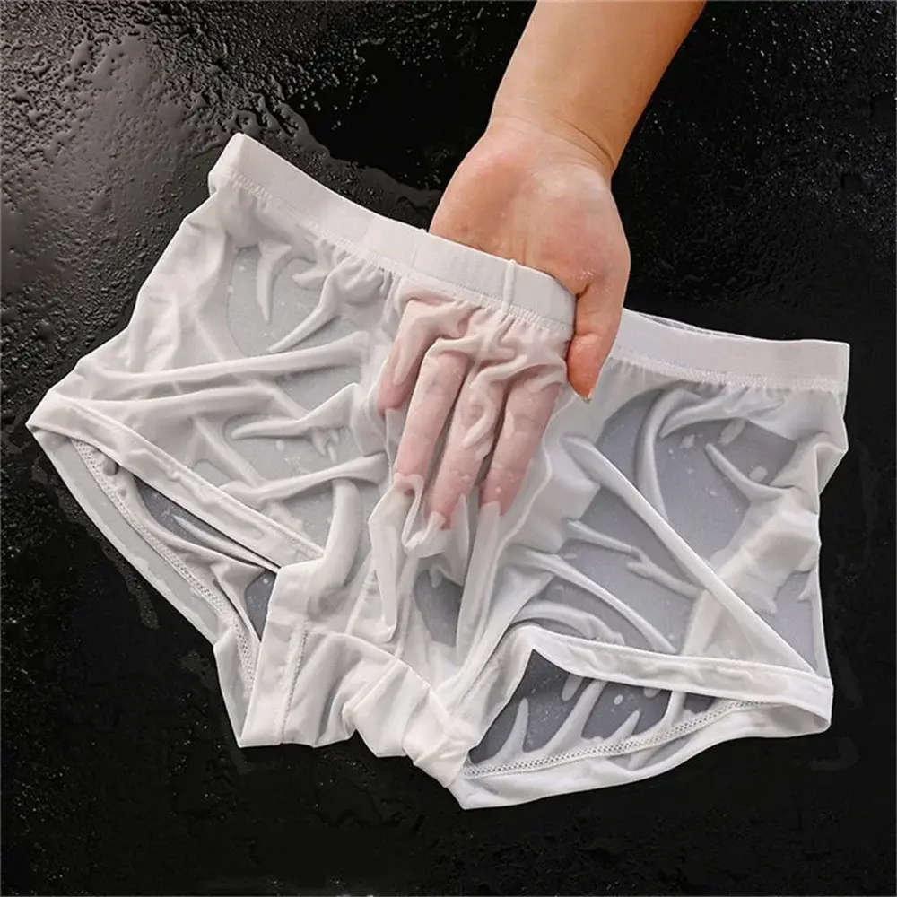 Transparante Boxers Heren Ijs Zijde Sneldrogende Mannelijke Trunks Zomer Naadloos Ondergoed Ultradunne Plus Size Shorts