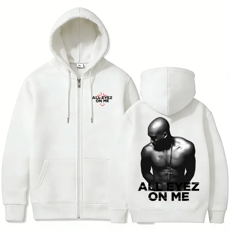 Рэпер Тупак 2pac All Eyez on Me Толстовка на молнии с крестом для мужчин и женщин в стиле хип-хоп модные толстовки на молнии Мужская повседневная уличная одежда большого размера — image 6