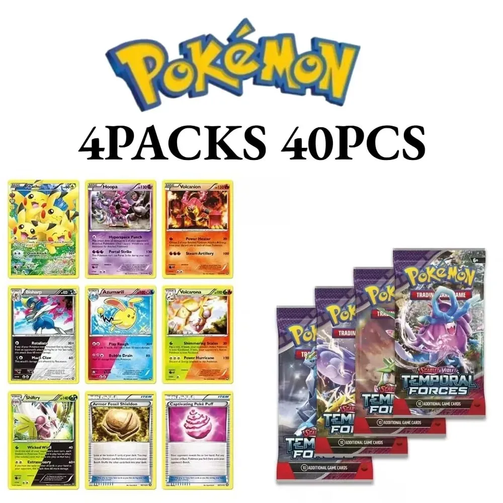 zábava 40 kusů Pokemon Card Pack 4 sady Sun Moon Violet 151 Angličtina Sběratelské karty Sběratelské hračky Halloween Dárek Fantasy Sci-Fi — image 4
