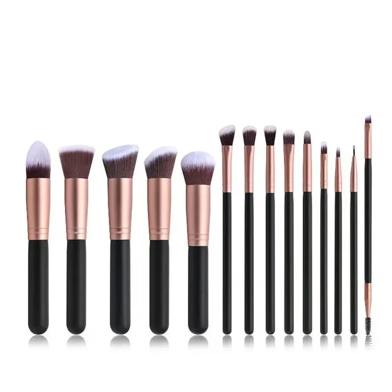 14 PCS Makeup Brush Set na May Illuminated Mirror Portable Short Handle LED Light USB Rechargeable Makeup Brushes Kit — image 15